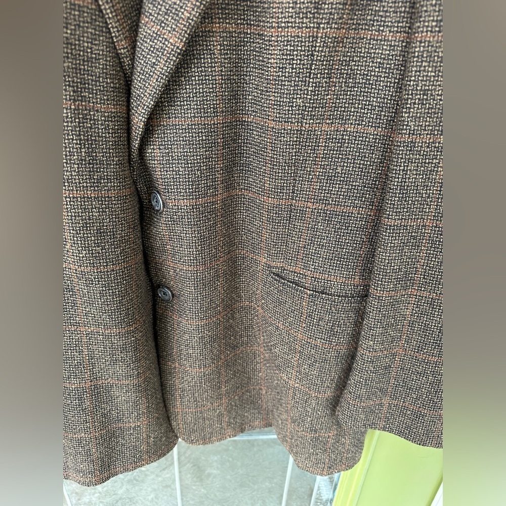 Vtg Union Made 44 Regular Wool Cashmere Men’s Tweed Pattern Blazer Business Work - Picture 2 of 6